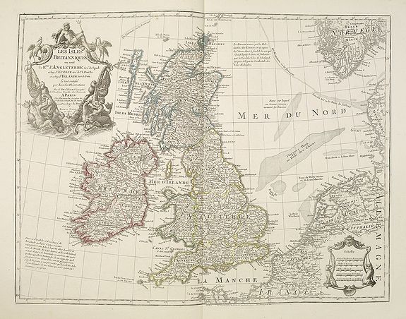 DELISLE, G. / DEZAUCHE, J. A. / DEZAUCHE, Les Isles Britanniques ou sont le Rme. D'Angleterre . . . Par G. De L'Isle. . . A Paris Chez Dezauche. . ., antique map, old maps
