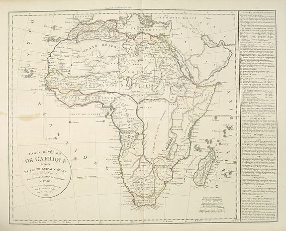 DELAMARCHE, F., Carte générale de L'Afrique divisée en ses principaux états par Fx Delamarche. . ., antique map, old maps