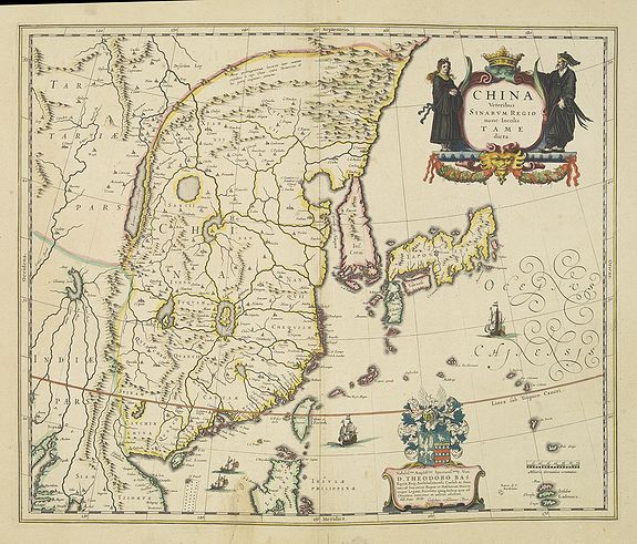 BLAEU, W., China Veteribus Sinarum Regio., antique map, old maps