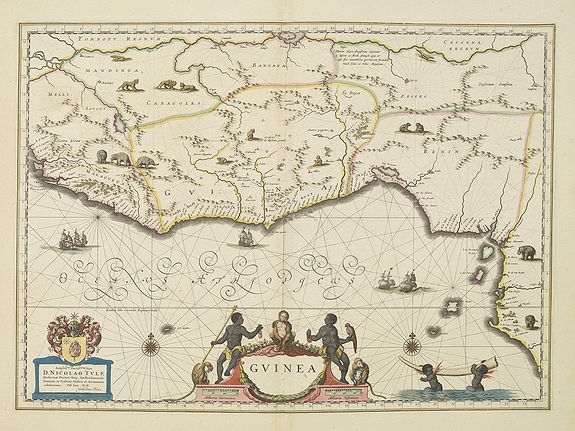 BLAEU, W., Guinea., antique map, old maps