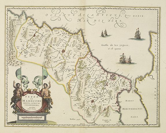 BLAEU, W., Fezzae et Marocchi regna Africae celeberrima., antique map, old maps