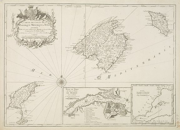 BELLIN, J.N.,  Carte des Isles de Maiorque Minorque et Yvice., antique map, old maps