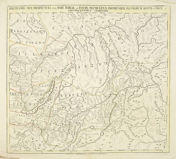 IMPERIAL ACADEMY OF SCIENCES, Irkutensis vice praefectura cum Mari Baikal, et fonte Fluvü Lenae, partibusque Fluviorum Argun et Amur. N. 17., antique map, old maps