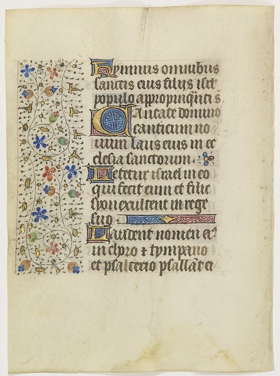 FRANCISCAN BOOK OF HOURS, Leaf on vellum from a manuscript Book of Hours, use of Rome., antique map, old maps