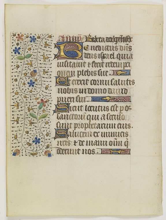 FRANCISCAN BOOK OF HOURS, Leaf on vellum from a manuscript Book of Hours, use of Rome., antique map, old maps