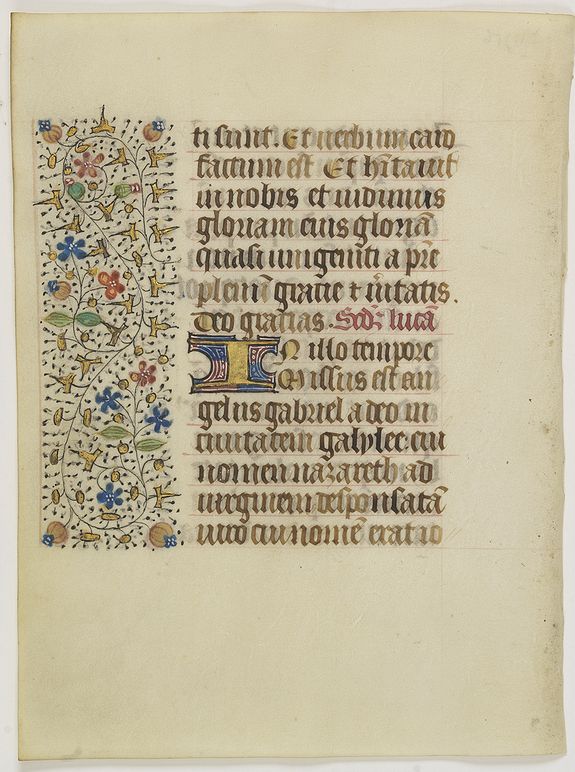 FRANCISCAN BOOK OF HOURS, Leaf on vellum from a manuscript Book of Hours, use of Rome., antique map, old maps