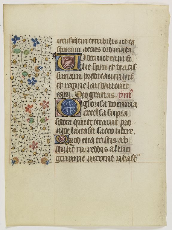 FRANCISCAN BOOK OF HOURS, Leaf on vellum from a manuscript Book of Hours, use of Rome., antique map, old maps
