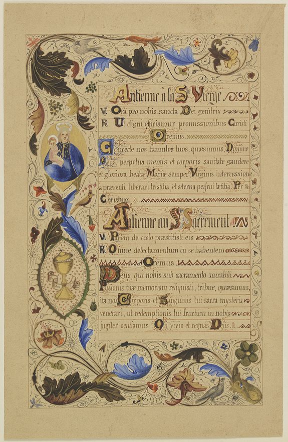ANONYMOUS, Neo-Gothic illuminated manuscript on vellum., antique map, old maps