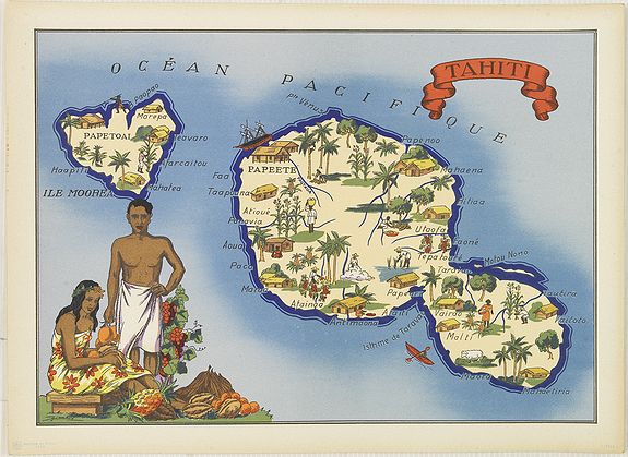 JYLBERT, Tahiti., antique map, old maps