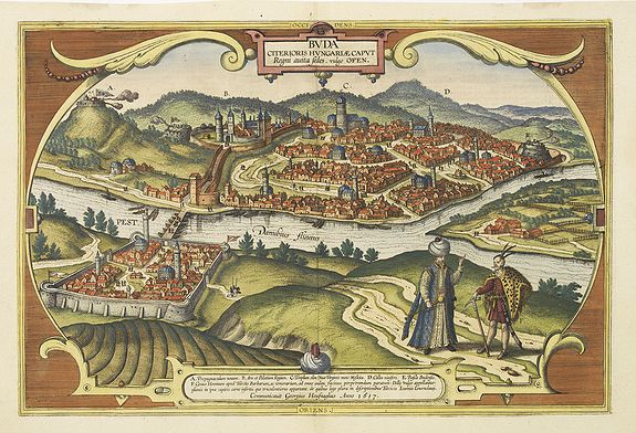 BRAUN,G. / HOGENBERG, F. / JANSSONIUS, J.,  Buda Citerioris Hungariae Caput Regni avita sedes, vulgo Ofen., antique map, old maps