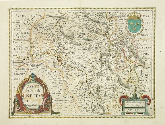 JANSSONIUS, J.,  Carte du pais de Retelois., antique map, old maps