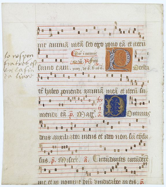 BOOK OF HOURS, Leaf on vellum from a manuscript Missal., antique map, old maps