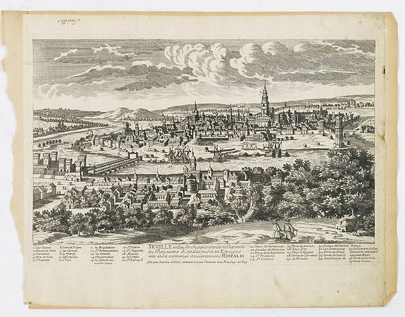 AVELINE, P.A.,  Seville ville Archiepiscopale et capitale du Royaume d'Andalousie en Espagne. . ., antique map, old maps