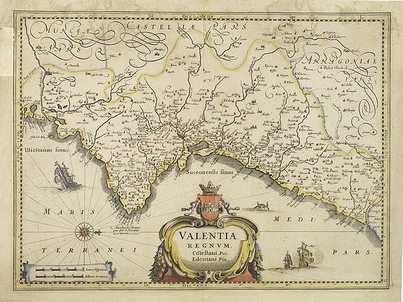 JANSSONIUS, J.,  Valentia regnum Contestani, Ptol. Edentani, Plin., antique map, old maps