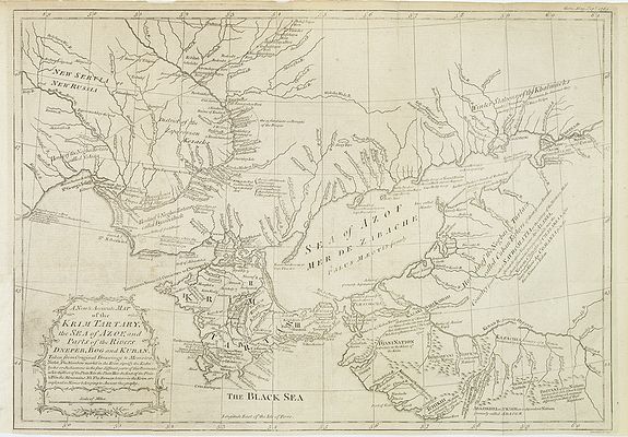 GENTELEMANS MAGAZINE,  A New & Accurate Map of the Krim Tartary, the Sea of Azof, and Parts of the Rivers Dneper, Bog and Kuban., antique map, old maps