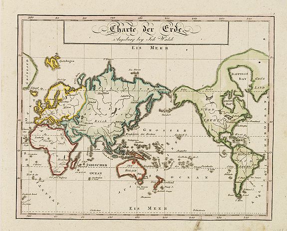 WALCH, J., Charte der Erde. Augsburg beij John Walch., antique map, old maps