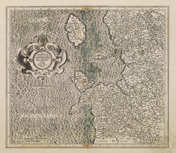 MERCATOR,G. / HONDIUS, J., West Morlandia, Lancastria. . ., antique map, old maps