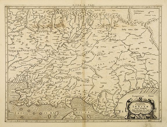 PTOLEMY, C. / MERCATOR, G., Tab.X Asiae Complectens Indiam intra gangem. . ., antique map, old maps