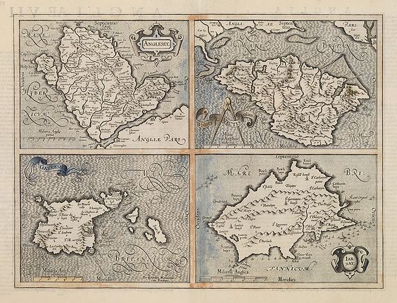 MERCATOR, G. / HONDIUS, J., Anglesey Ins. / Wight.. / Ins. Garnesey. / Ins. Iarsey., antique map, old maps