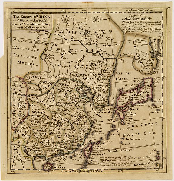 MOLL, H., The Empire of China and Island of Japan, Agreeable to Modern History by H.Moll., antique map, old maps