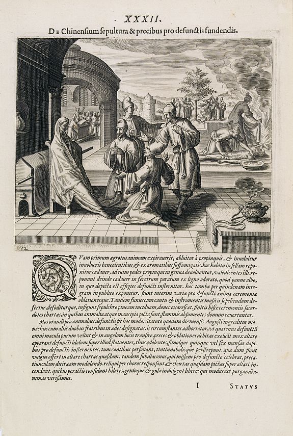 DE BRY, Th., Funeral in China., antique map, old maps