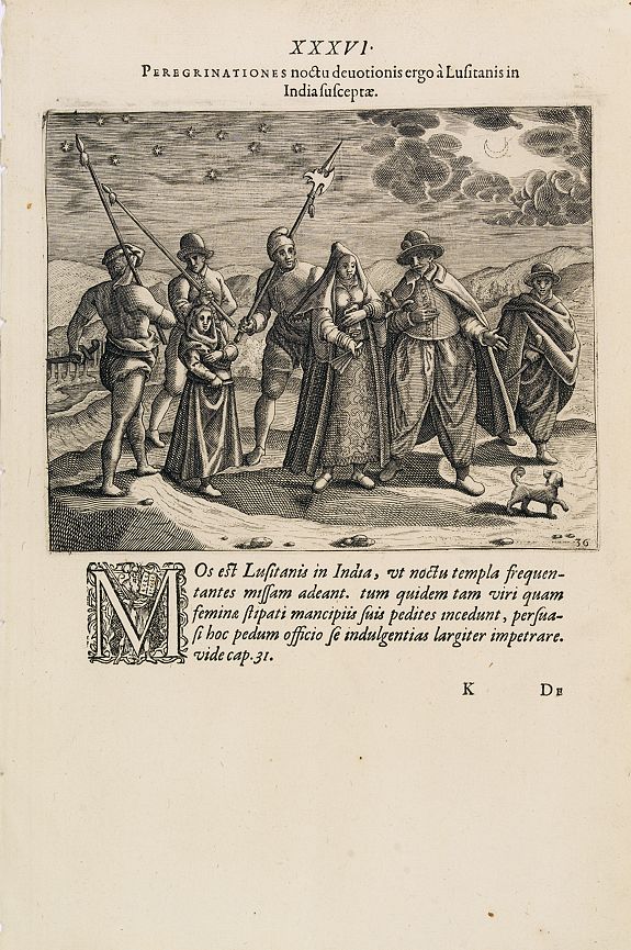 DE BRY, Th., Peregrinationes noctu devotionis ergo à Lusitanis in India susceptae., antique map, old maps