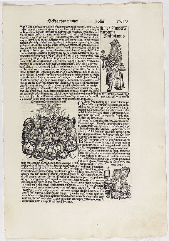 SCHEDEL, H., Sexta Etas Mundi. Folium. CXLV., antique map, old maps
