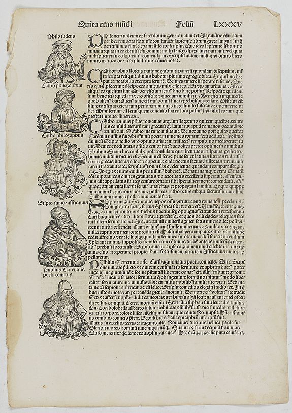 SCHEDEL, H., Quinta Etas Mundi. Folium. LXXXV, antique map, old maps