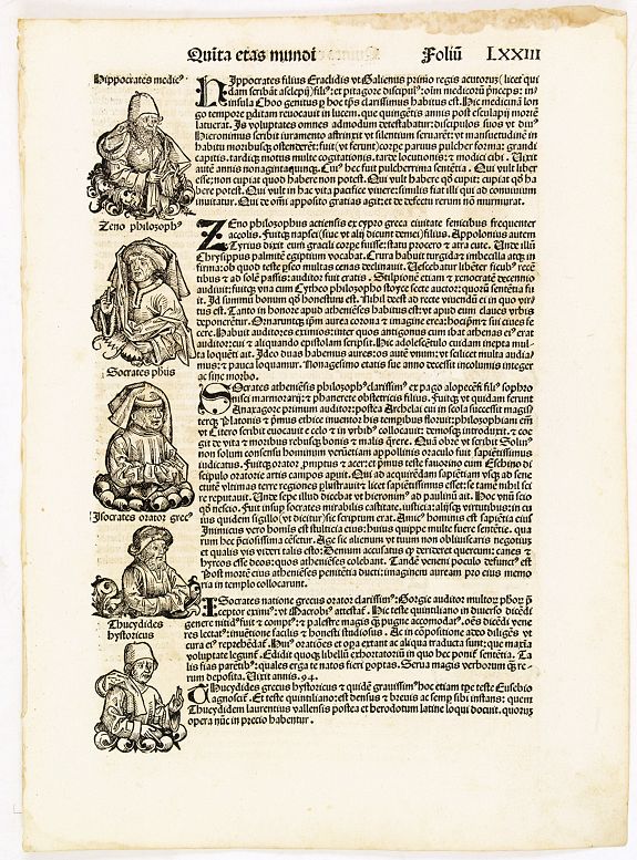 SCHEDEL, H., Quinta Etas Mundi. Folium. LXXIII, antique map, old maps