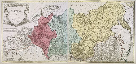 LOTTER. T., Carte géographique contenant le royaume de Sibérie . . ., antique map, old maps