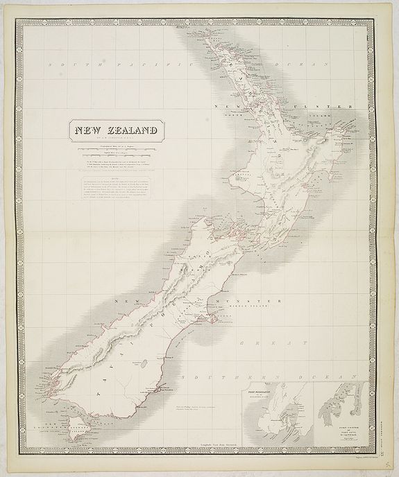 JOHNSTON, A.K., New Zealand by A.K. Johnston F.R.G.S., antique map, old maps