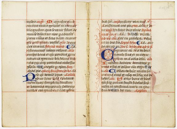 BREVIER, A double leaf from a breviary., antique map, old maps