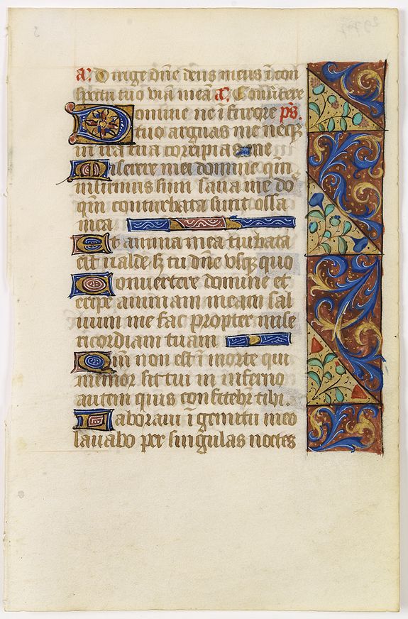 BOOK OF HOURS., Leaf on vellum from a manuscript Book of Hours., antique map, old maps