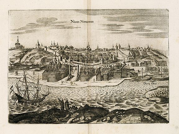 OLEARIUS, A., View of Nisen-Navgorod., antique map, old maps