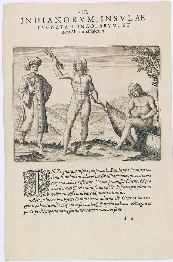 DE BRY, Th., Indianorum, Insulae Pugnatan Incolarum. (The natives of the island of Pugnatan), antique map, old maps