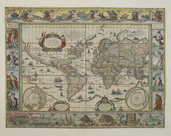 BLAEU, W., Nova Totius Terrarum Orbis Geographica Ac Hydrographica Tabula.., antique map, old maps