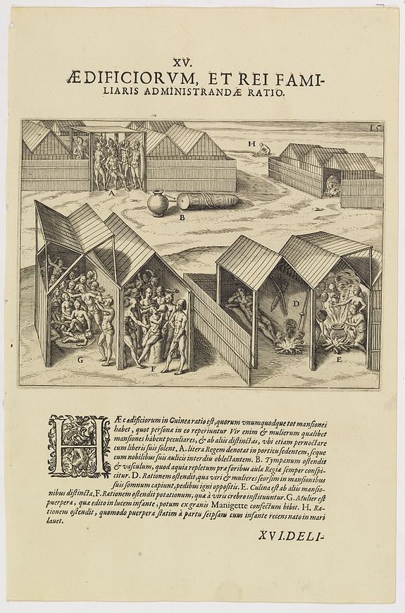 DE BRY, Th., XV. Aedificiorum, et Rei Familiaris Administandae Ratio., antique map, old maps