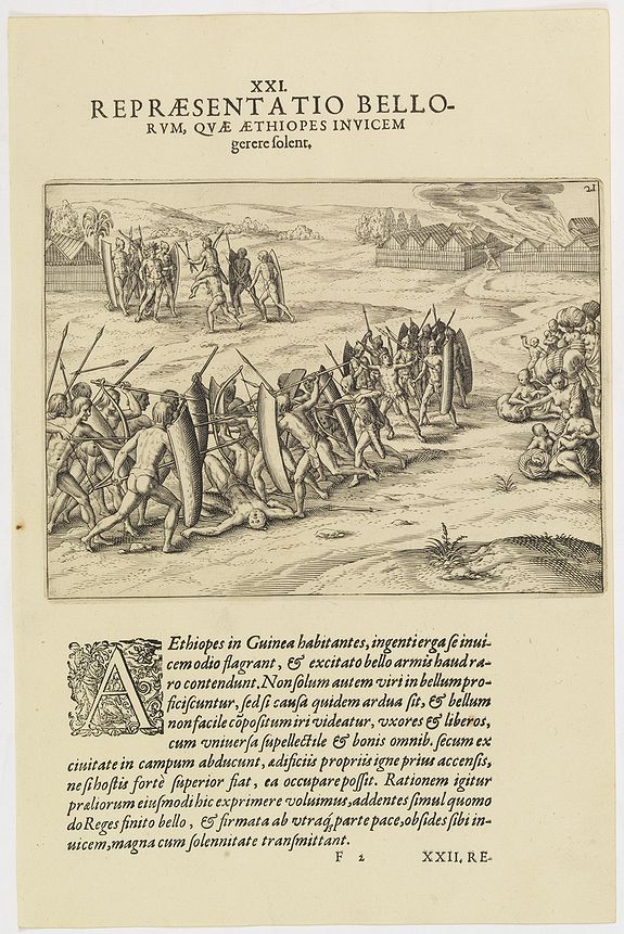 DE BRY, Th., XXI. Repraesentatio Bellorum, Quae Aethiopes Invicem . . ., antique map, old maps