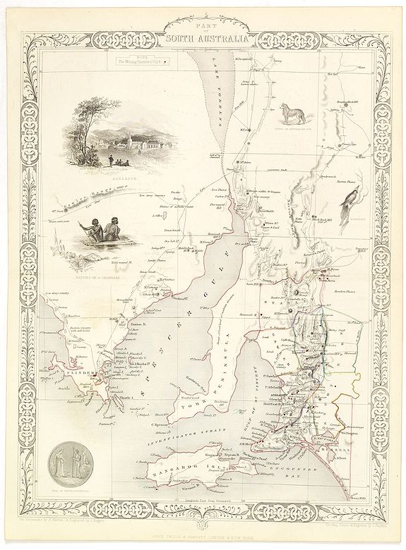 TALLIS, J., Part of South Australia., antique map, old maps