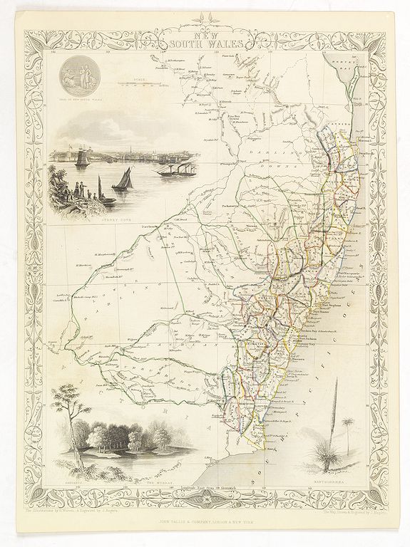 TALLIS, J., New South Wales., antique map, old maps