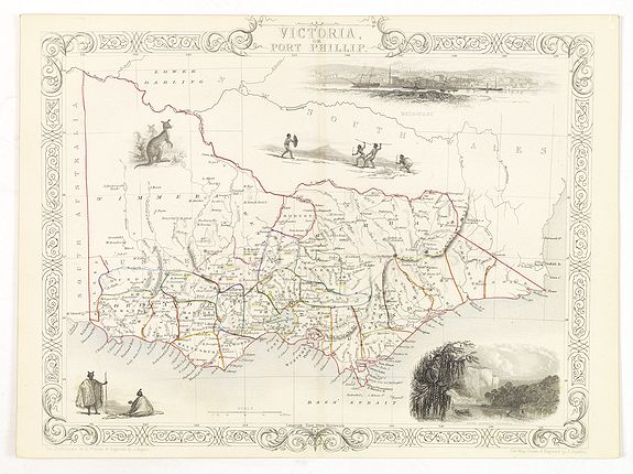 TALLIS, J., Victoria or Port Phillip., antique map, old maps