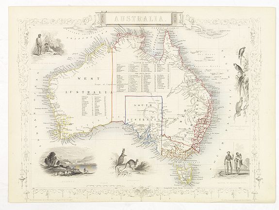 TALLIS, J., Australia., antique map, old maps