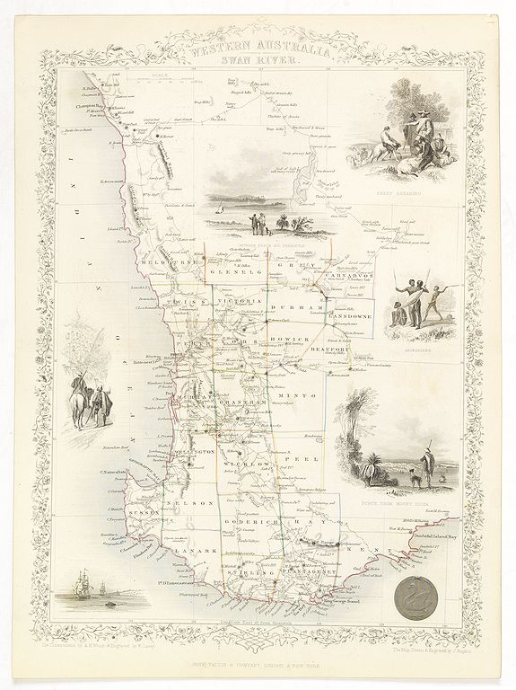 TALLIS, J., Western Australia. Swan River., antique map, old maps