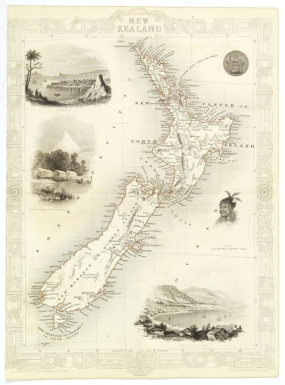 TALLIS, J., New Zealand., antique map, old maps