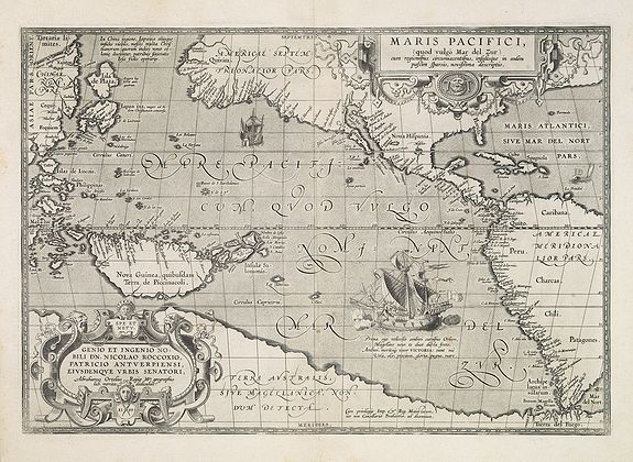 ORTELIUS, A., Maris Pacifici., antique map, old maps