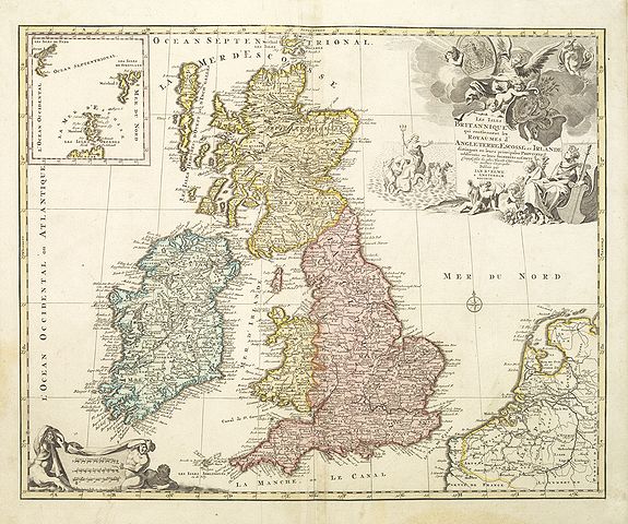 ELWE, J., Les isles britanniques qui contiennent les royaumes d'Angleterre, Ecosse . . ., antique map, old maps