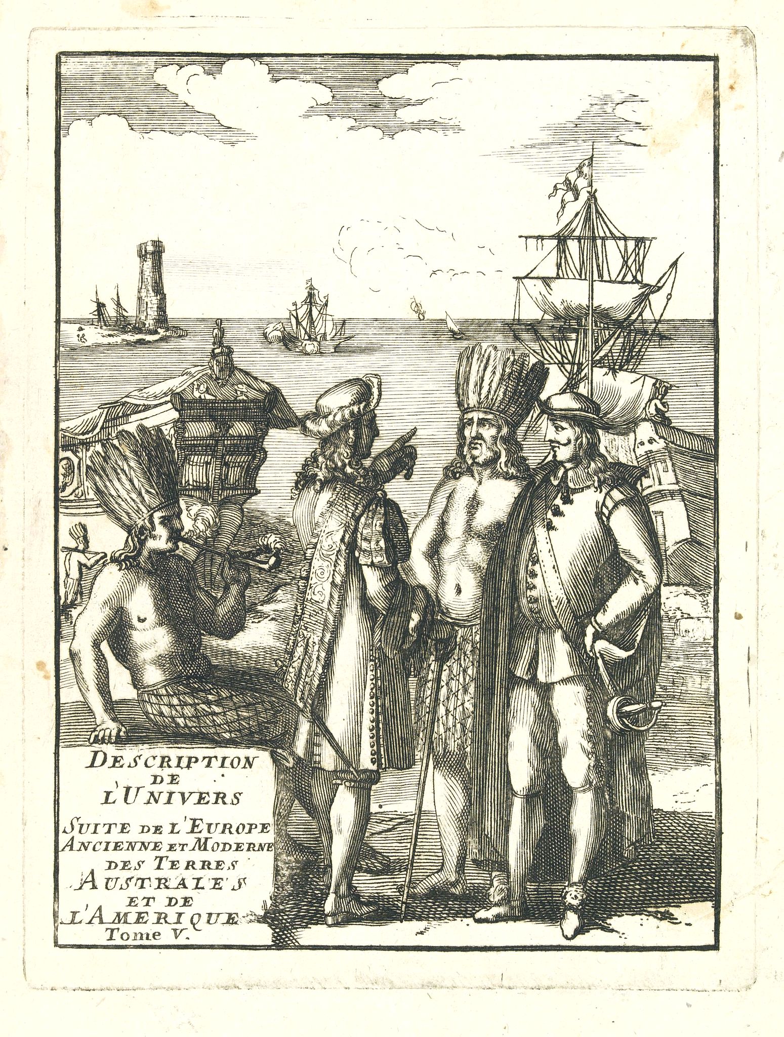 MALLET, M., (title page) Description de l'univers suite de l'Europe ancienne et moderne des terres australes et de l'amérique Tome V., antique map, old maps