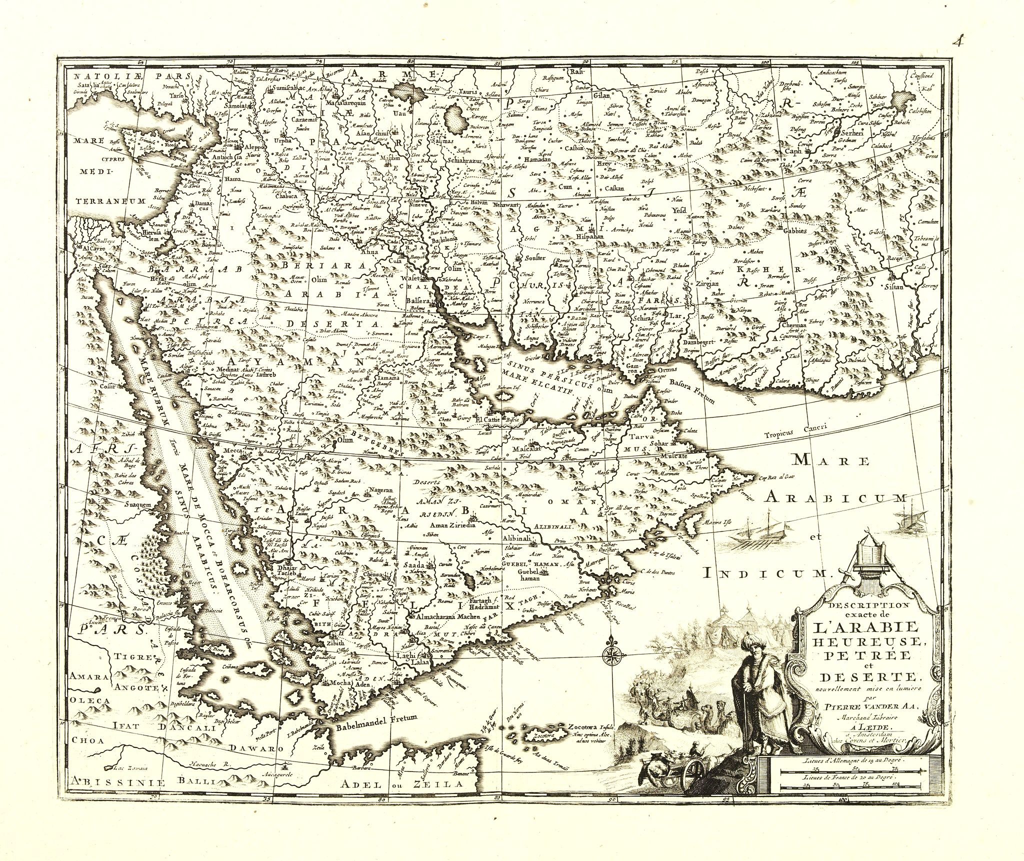VAN DER AA, P. / COVENS / MORTIER, Description exacte de l'arabie heureuse, Petrée et Déserte., antique map, old maps