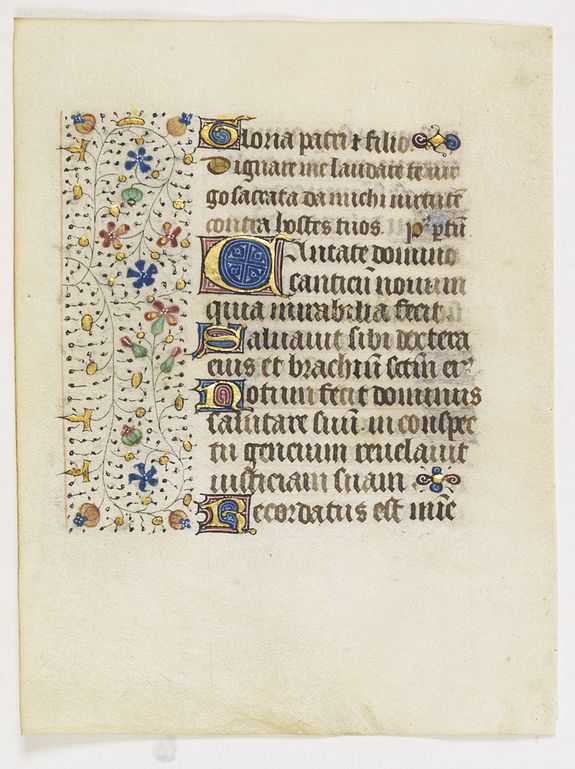 FRANCISCAN BOOK OF HOURS, Leaf on vellum from a manuscript Book of Hours, use of Rome., antique map, old maps