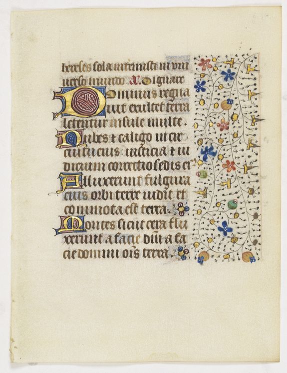 FRANCISCAN BOOK OF HOURS, Leaf on vellum from a manuscript Book of Hours, use of Rome., antique map, old maps